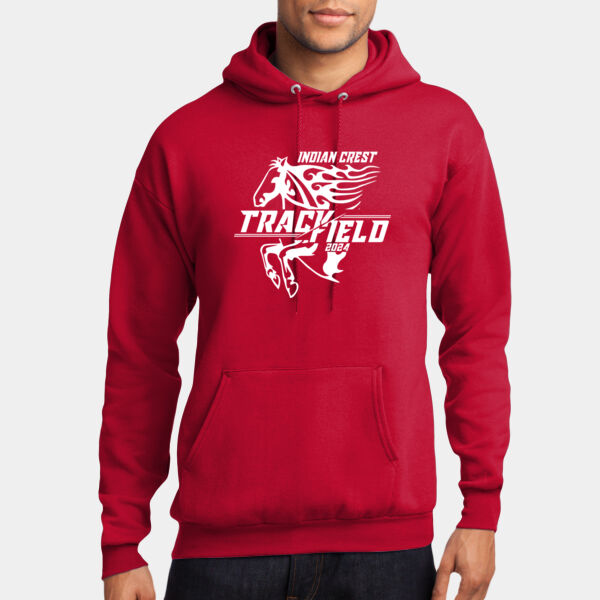 Red Indian Crest Track and Field Hooded Sweatshirt - Core Fleece Pullover Hooded Sweatshirt Thumbnail